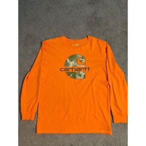 Carhartt Youth Pullover Long Sleeve Shirt Orange Camo Size Lg. 14-16 Men's XXS